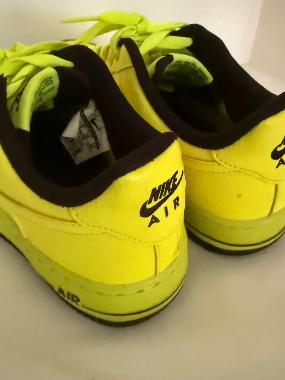 Nike Youth size 5.5 Neon Yellow Low-Top Sneakers with Black Interior